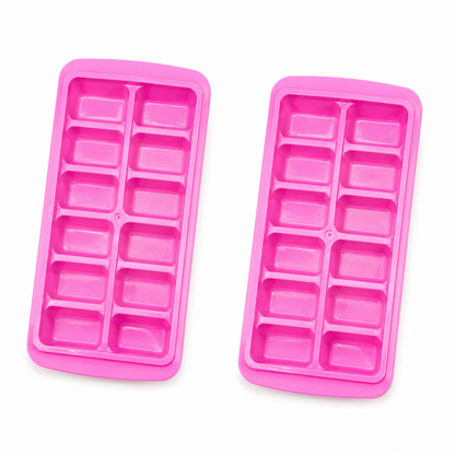 Ice cube tray 12 cube (Pack 2) Easy To Release Ice Trays, Ice Mould, Ice Cubes Maker, Single Rope Handle Design Home Shop