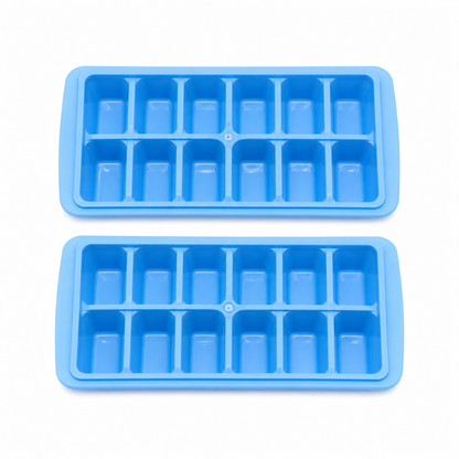 Ice cube tray 12 cube (Pack 2) Easy To Release Ice Trays, Ice Mould, Ice Cubes Maker, Single Rope Handle Design Home Shop
