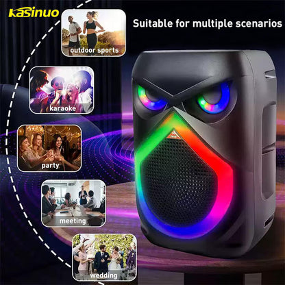 Portable DJ Bluetooth RGB Speaker with Wireless Microphone, Rechargeable, 20 Meter  Mic Range, Voice Changer Deep Bass, Karaoke Speaker with Bluetooth 5.0 | Maximum Power: 500W | Karaoke Machine | Voice-Controlled LED Lights | Includes Phone Holder |
