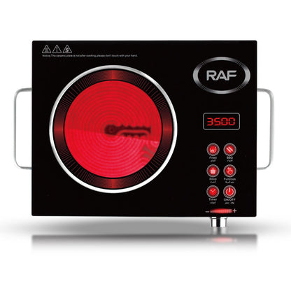 RAF 3500W Single Infrared Cooker Hot Plate for Cooking, with Adjustable Temperature & Stay Cool Handles, Suitable for Office/Home/Camp Use, Compatible for All Cookwares