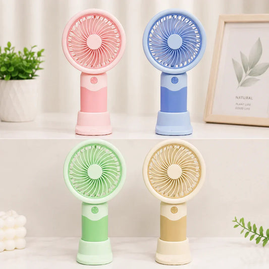 Portable Mini Fan, Handheld and Desktop Personal Cooling Fan with Phone Holder, 3 Speed Type C Rechargeable Travel Fan for Office Desk Home Outdoor