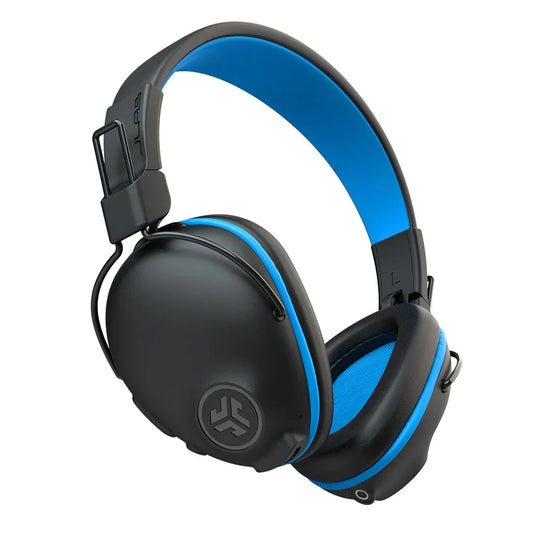 JLab JBuddies Pro Wireless Over-Ear Kids 2 in 1 Headphones Wireless+Wired | 35+ Hour Battery Life | Built-in Volume Regulators for Safety | Share Mode | Folding | Adjustable | Noise Isolation | with Mic | Blue