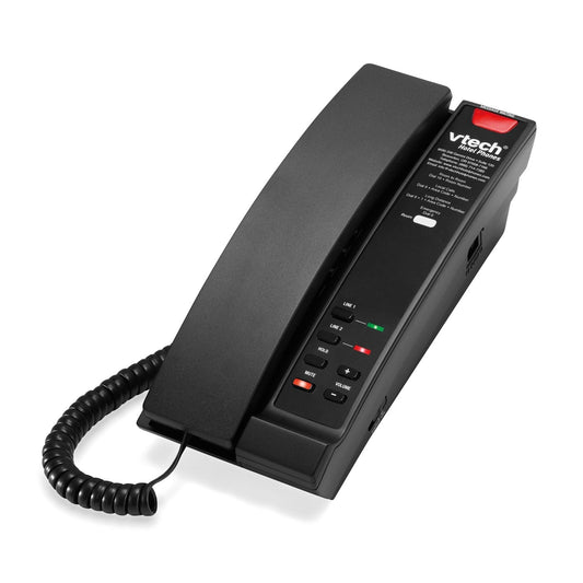 Vtech A2321 2-Line Contemporary Analog Corded TrimStyle Phone Matte Black