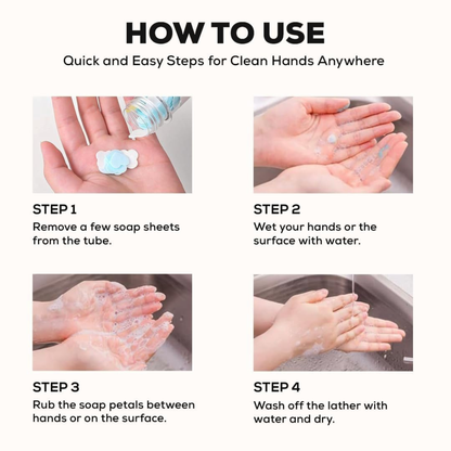 Hugs and Hurts Paper Soap Tube Mixed Fragrances Disposable Mini Soap Petals in Compact Tubes for Hand Wash Personal Hygiene Pack 1