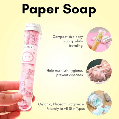 Hugs and Hurts Paper Soap Tube Mixed Fragrances Disposable Mini Soap Petals in Compact Tubes for Hand Wash Personal Hygiene Pack 1