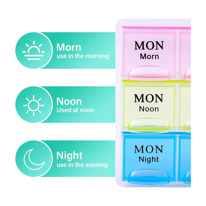 Large Weekly Pill Organizer 3 Times A Day, Moisture-Proof 7 Day Pill Box, Travel Pill Cases Portable for Pills Vitamin Fish Oil Supplements