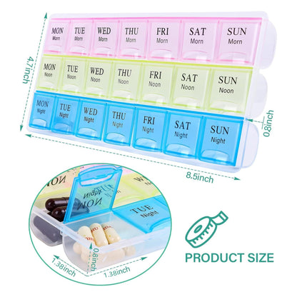 Large Weekly Pill Organizer 3 Times A Day, Moisture-Proof 7 Day Pill Box, Travel Pill Cases Portable for Pills Vitamin Fish Oil Supplements
