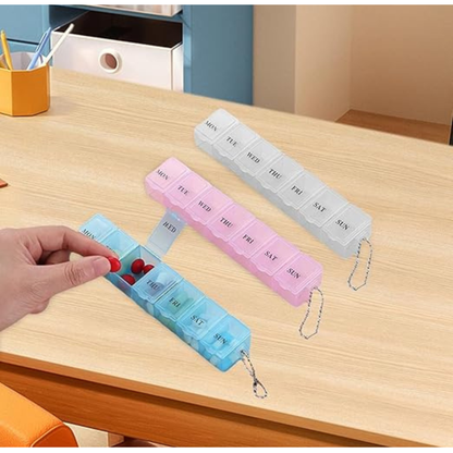 Pill Box Organizer, Once Every 7 Days, Weekly Drug Storage Box, Portable Daily Pill Box Suitable for Travel, Business Trips, and Offices.
